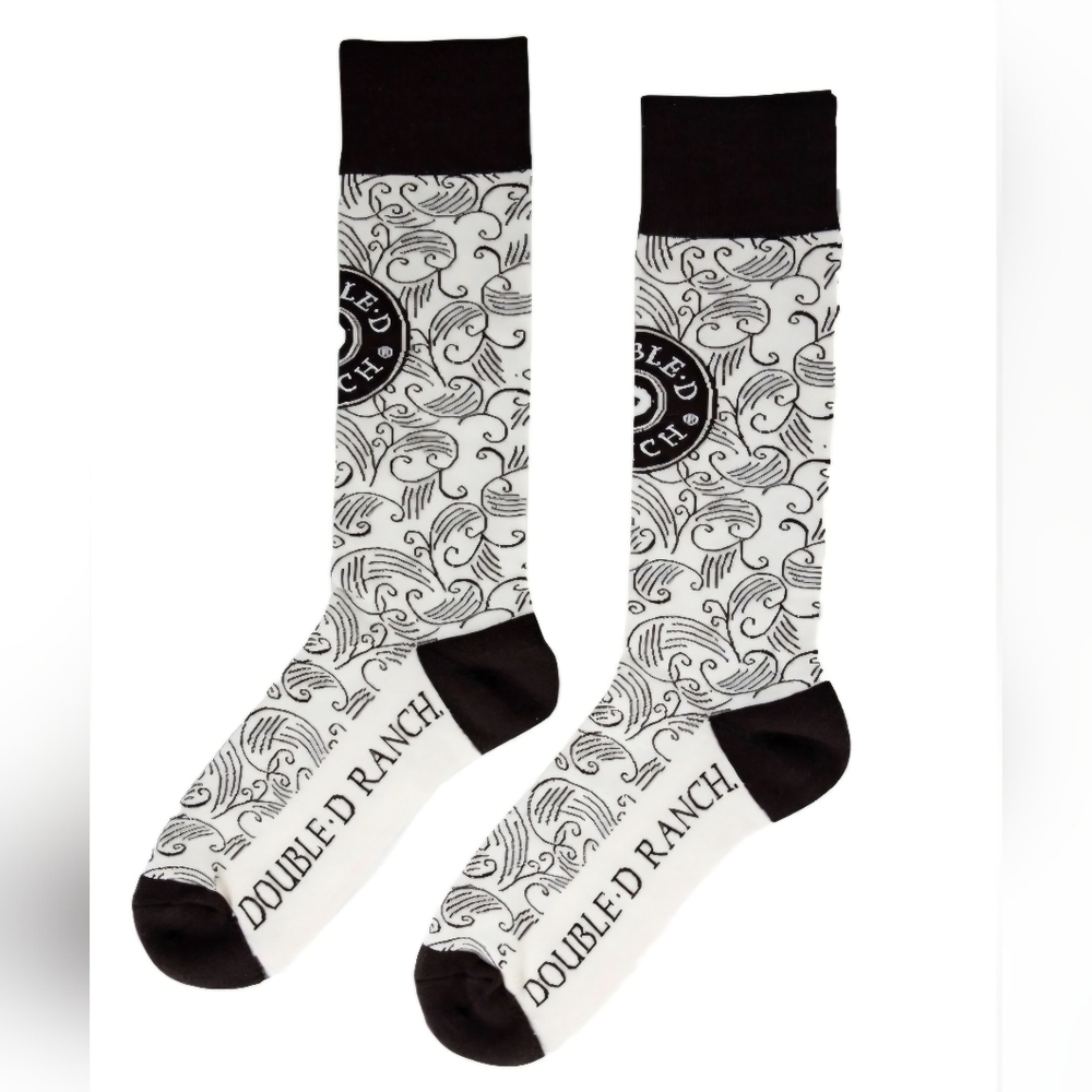 NWT Double D Ranch Cream and Black Patterned Socks One Size Fits All - Picture 3 of 3